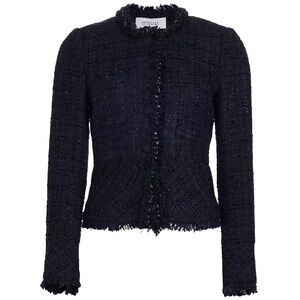 NEW 10 Crosby Derek Lam Elizabeth Tweed Jacket Black/Navy {$695} Sparkle Beads 6